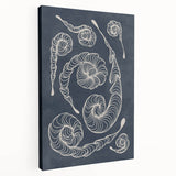 Mid Century Modern Art - Retro Spiral Geometric Design in Navy Blue