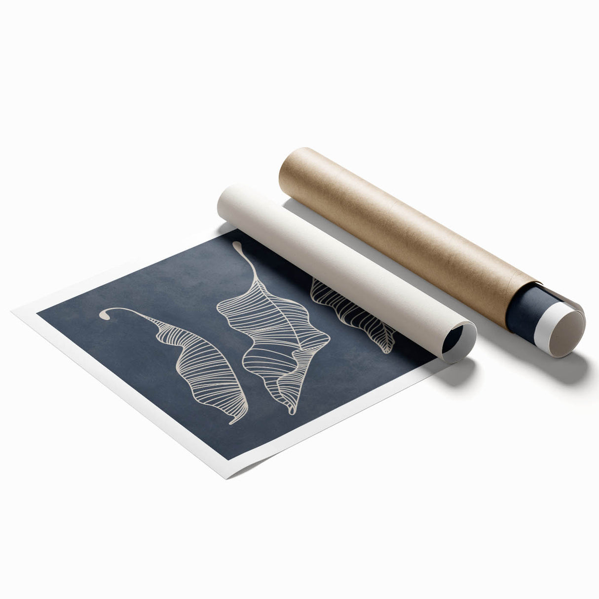 Mid Century Modern Art - Retro Abstract Leaf Design in Minimalist Style
