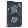 Mid Century Modern Art - Retro Minimalist Ginkgo Leaf Design in Blue