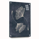 Mid Century Modern Art - Retro Minimalist Ginkgo Leaf Design in Blue