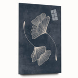 Mid Century Modern Art - Retro Minimalist Ginkgo Leaf Design in Blue