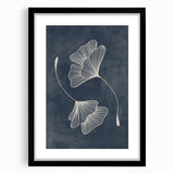 Mid Century Modern Art - Retro Minimalist Ginkgo Leaf Design in Blue