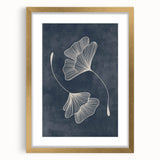 Mid Century Modern Art - Retro Minimalist Ginkgo Leaf Design in Blue