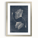 Mid Century Modern Art - Retro Minimalist Ginkgo Leaf Design in Blue