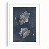 Mid Century Modern Art - Retro Minimalist Ginkgo Leaf Design in Blue