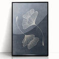 Mid Century Modern Art - Retro Minimalist Ginkgo Leaf Design in Blue