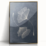 Mid Century Modern Art - Retro Minimalist Ginkgo Leaf Design in Blue