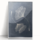 Mid Century Modern Art - Retro Minimalist Ginkgo Leaf Design in Blue