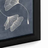 Mid Century Modern Art - Retro Minimalist Ginkgo Leaf Design in Blue