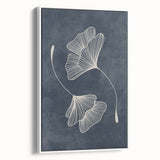 Mid Century Modern Art - Retro Minimalist Ginkgo Leaf Design in Blue