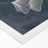 Mid Century Modern Art - Retro Minimalist Ginkgo Leaf Design in Blue