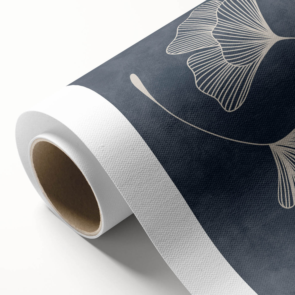 Mid Century Modern Art - Retro Minimalist Ginkgo Leaf Design in Blue