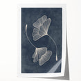 Mid Century Modern Art - Retro Minimalist Ginkgo Leaf Design in Blue