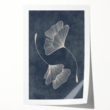 Mid Century Modern Art - Retro Minimalist Ginkgo Leaf Design in Blue