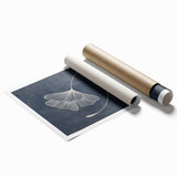 Mid Century Modern Art - Retro Minimalist Ginkgo Leaf Design in Blue