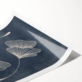 Mid Century Modern Art - Retro Minimalist Ginkgo Leaf Design in Blue