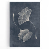 Mid Century Modern Art - Retro Minimalist Ginkgo Leaf Design in Blue