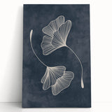 Mid Century Modern Art - Retro Minimalist Ginkgo Leaf Design in Blue