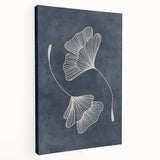 Mid Century Modern Art - Retro Minimalist Ginkgo Leaf Design in Blue