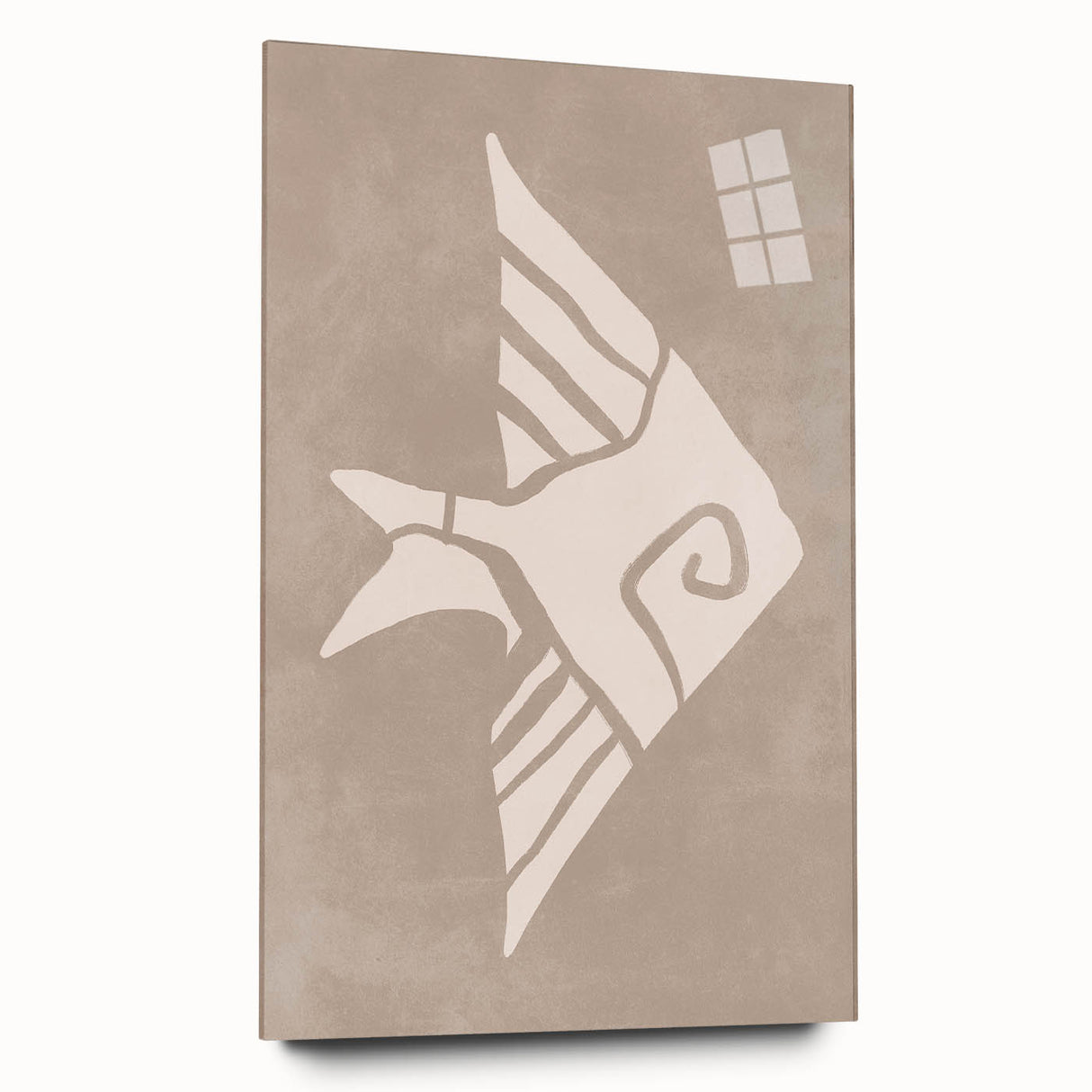 Mid Century Modern Art - Minimalist Retro Fish Design in Beige Tones
