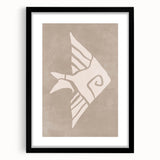 Mid Century Modern Art - Minimalist Retro Fish Design in Beige Tones