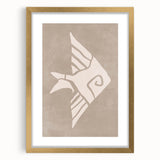 Mid Century Modern Art - Minimalist Retro Fish Design in Beige Tones