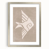 Mid Century Modern Art - Minimalist Retro Fish Design in Beige Tones