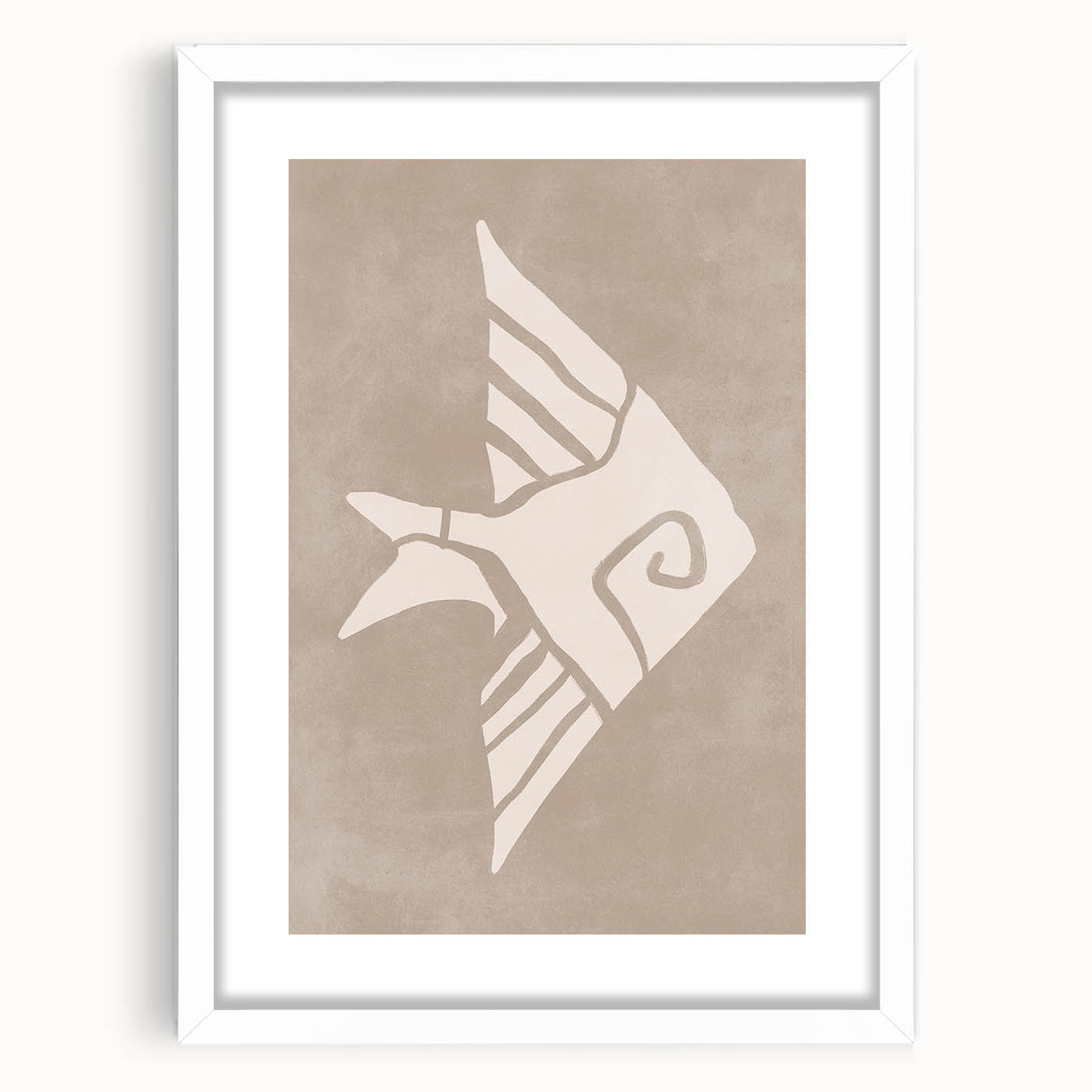 Mid Century Modern Art - Minimalist Retro Fish Design in Beige Tones