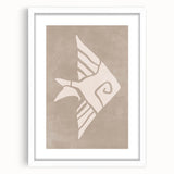 Mid Century Modern Art - Minimalist Retro Fish Design in Beige Tones