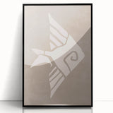 Mid Century Modern Art - Minimalist Retro Fish Design in Beige Tones