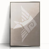 Mid Century Modern Art - Minimalist Retro Fish Design in Beige Tones