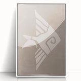 Mid Century Modern Art - Minimalist Retro Fish Design in Beige Tones