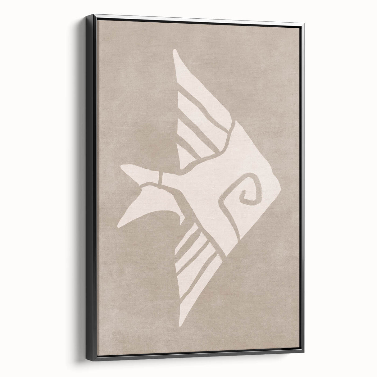 Mid Century Modern Art - Minimalist Retro Fish Design in Beige Tones