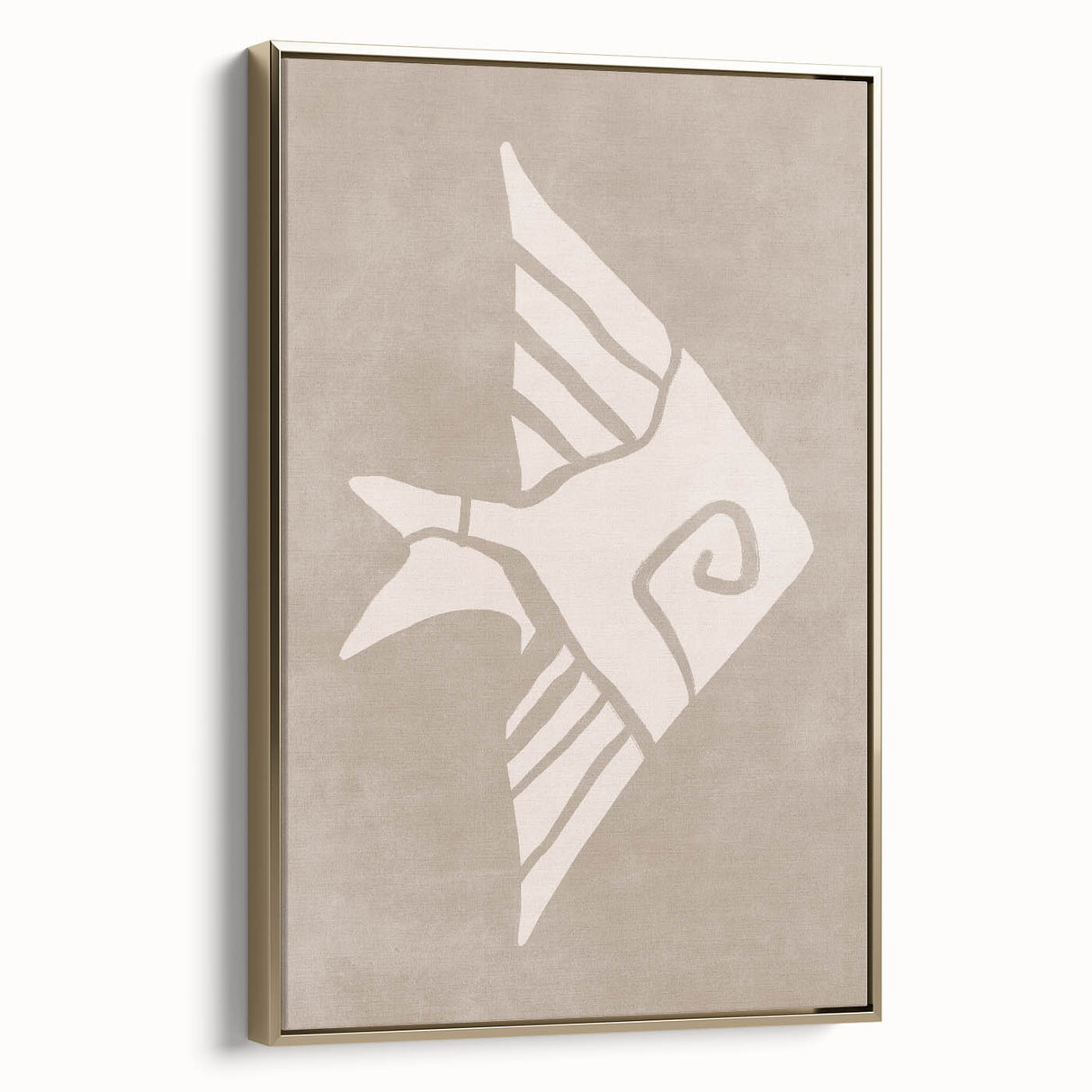 Mid Century Modern Art - Minimalist Retro Fish Design in Beige Tones