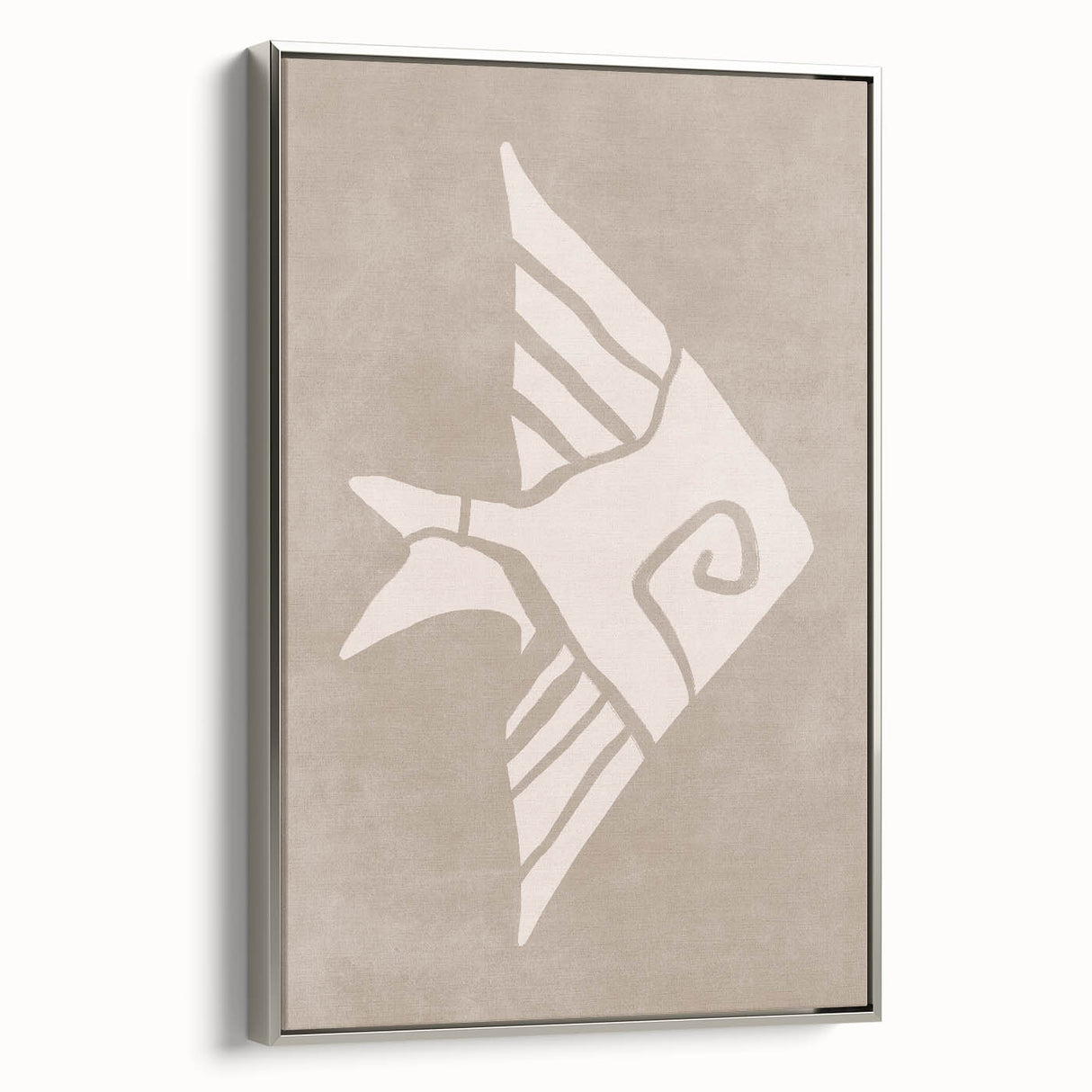 Mid Century Modern Art - Minimalist Retro Fish Design in Beige Tones