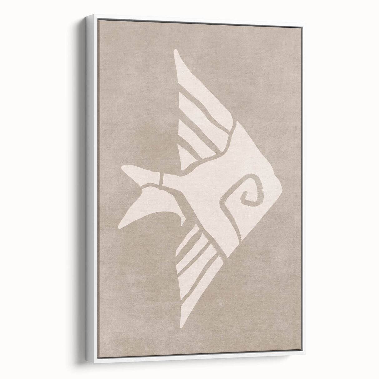 Mid Century Modern Art - Minimalist Retro Fish Design in Beige Tones
