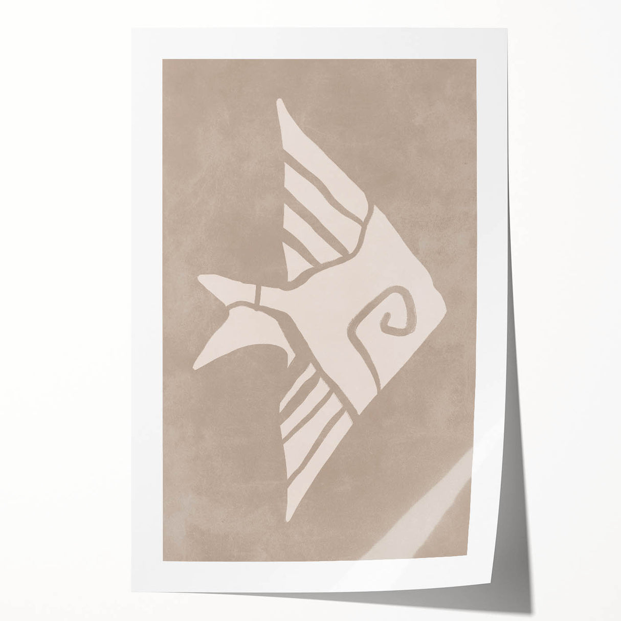 Mid Century Modern Art - Minimalist Retro Fish Design in Beige Tones