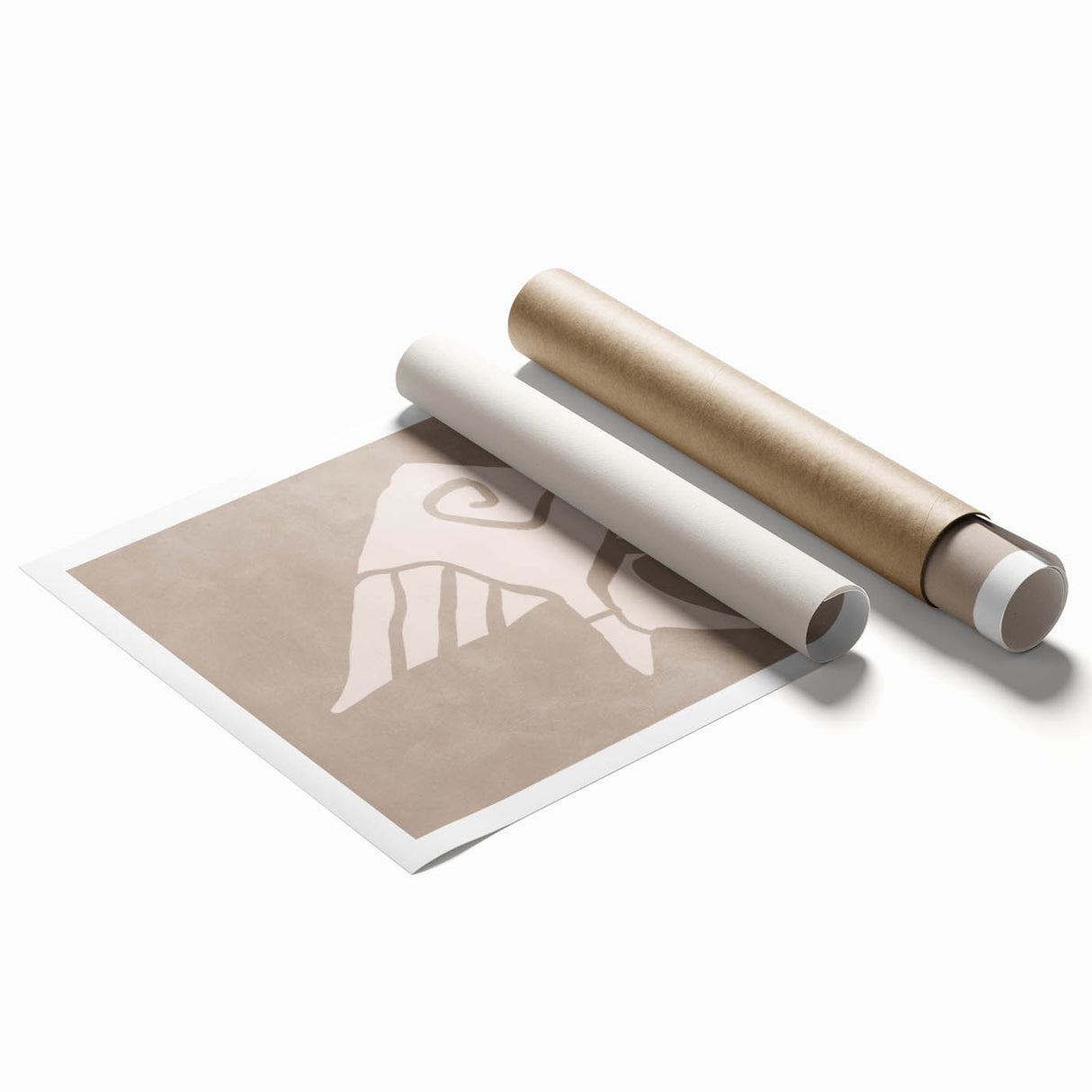 Mid Century Modern Art - Minimalist Retro Fish Design in Beige Tones