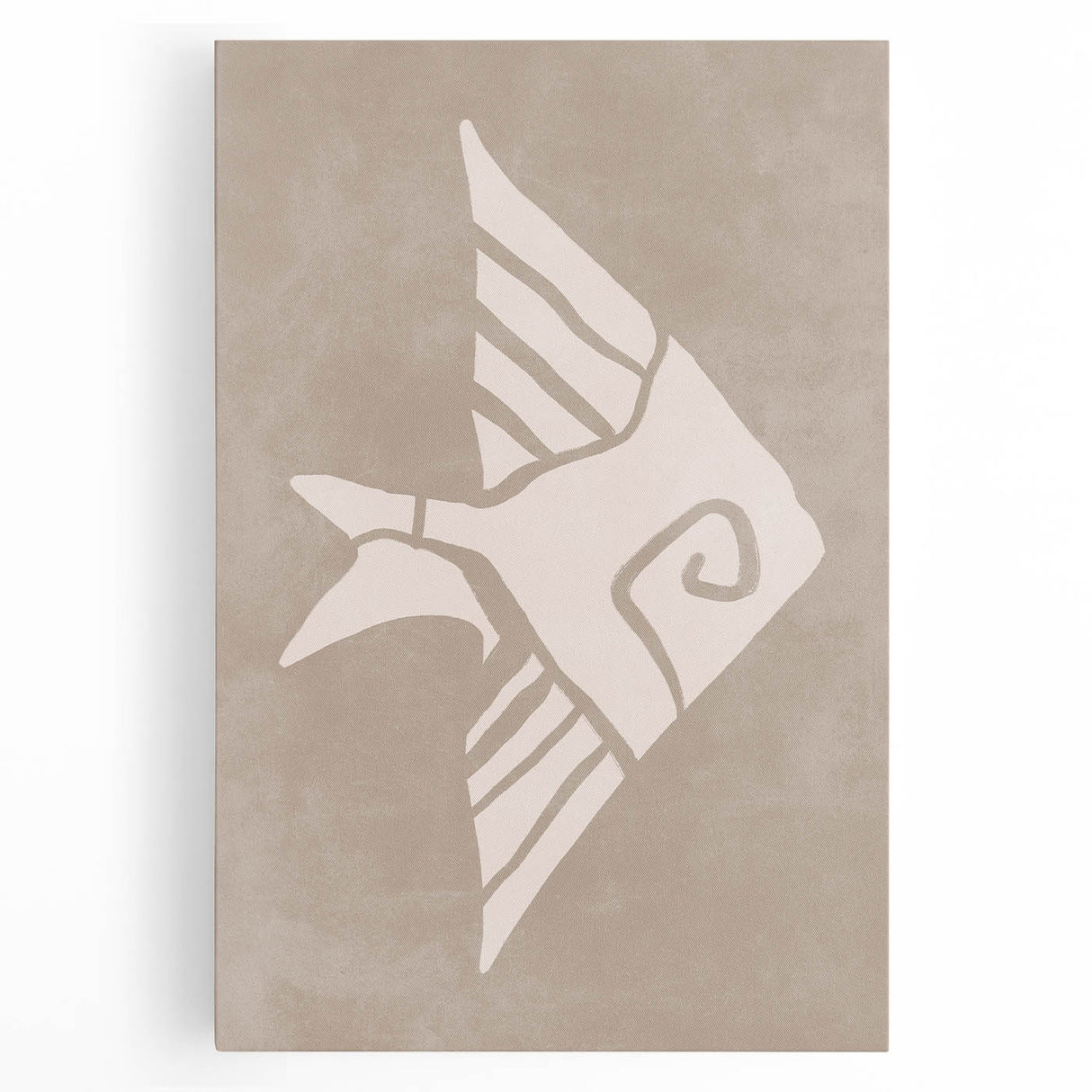 Mid Century Modern Art - Minimalist Retro Fish Design in Beige Tones