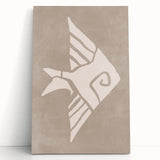 Mid Century Modern Art - Minimalist Retro Fish Design in Beige Tones