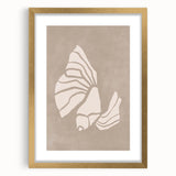 Mid Century Modern Art - Retro Minimalist Shell Design in Beige Tones