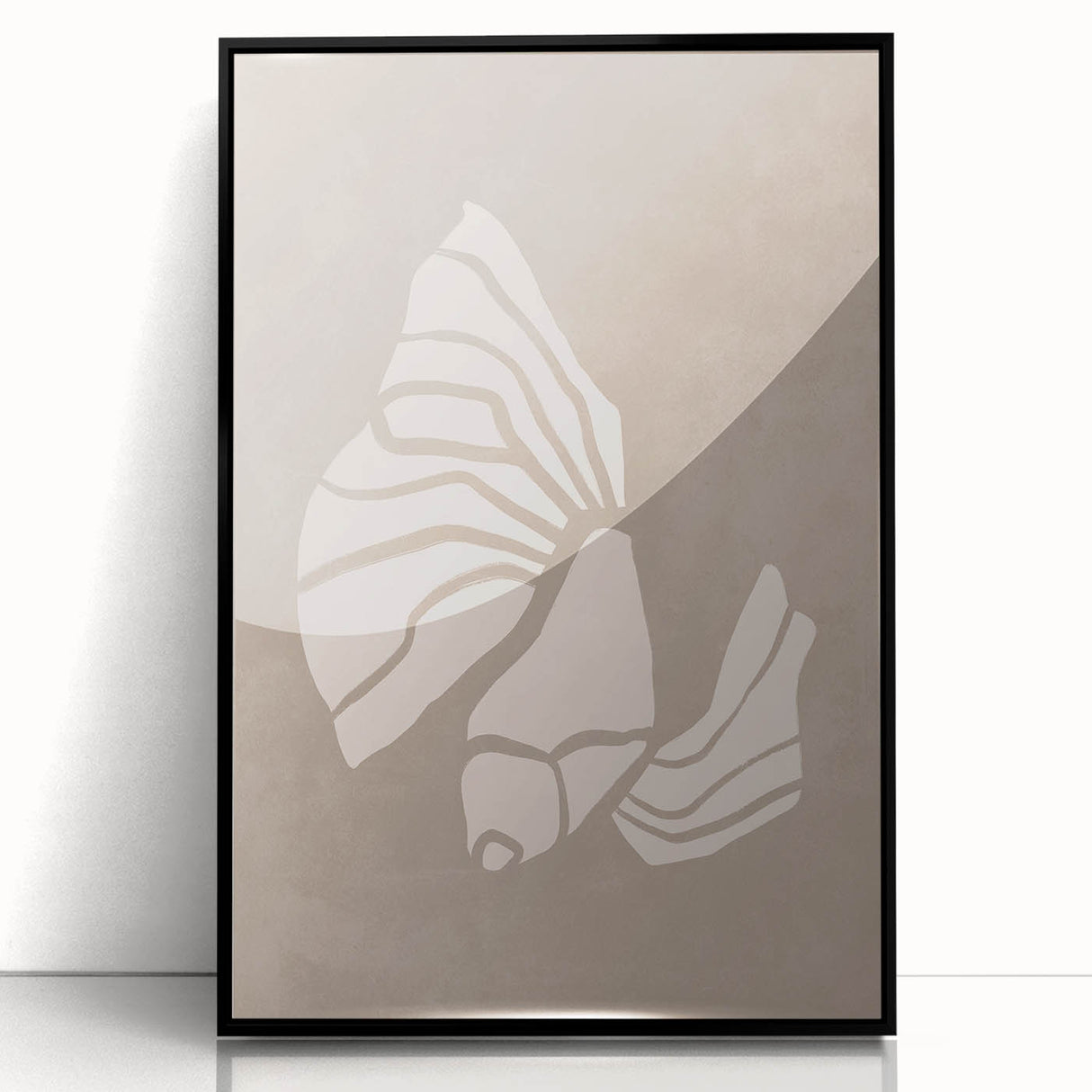 Mid Century Modern Art - Retro Minimalist Shell Design in Beige Tones