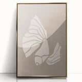 Mid Century Modern Art - Retro Minimalist Shell Design in Beige Tones