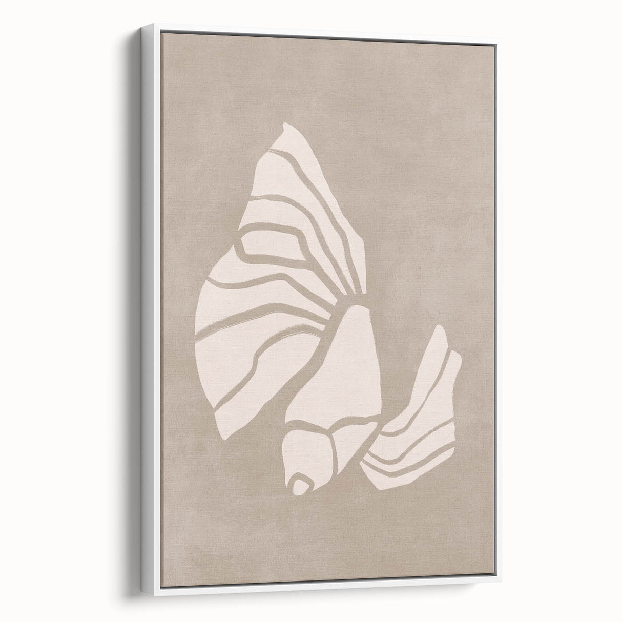 Mid Century Modern Art - Retro Minimalist Shell Design in Beige Tones