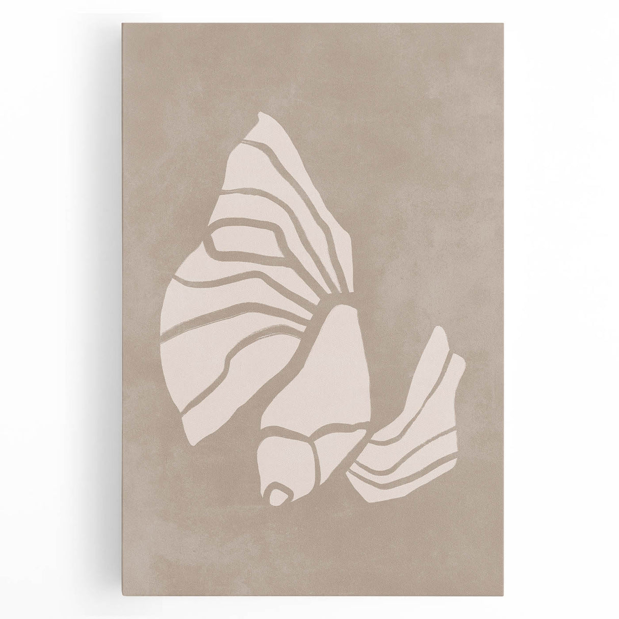Mid Century Modern Art - Retro Minimalist Shell Design in Beige Tones