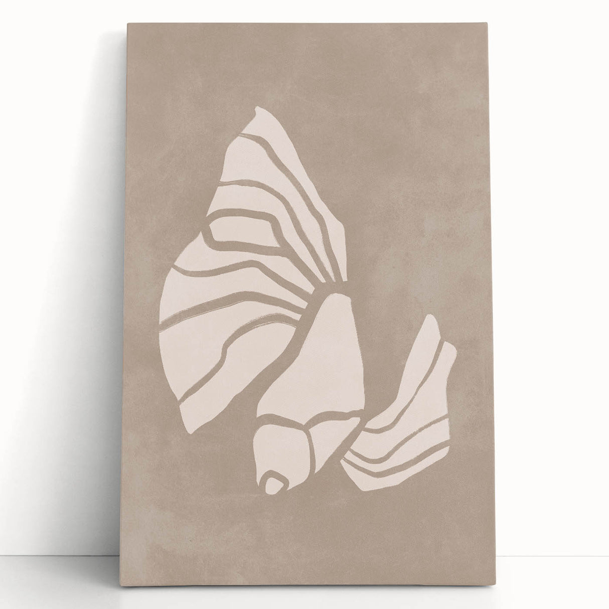 Mid Century Modern Art - Retro Minimalist Shell Design in Beige Tones