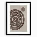Mid Century Modern Art - Retro Minimalist Spiral Design in Brown Tones