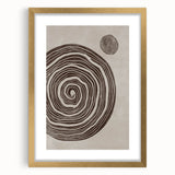 Mid Century Modern Art - Retro Minimalist Spiral Design in Brown Tones