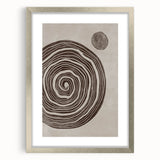 Mid Century Modern Art - Retro Minimalist Spiral Design in Brown Tones