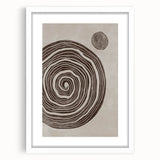 Mid Century Modern Art - Retro Minimalist Spiral Design in Brown Tones